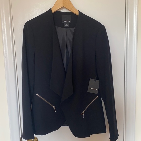 Trouvé black blazer with zipper pockets - Picture 1 of 6